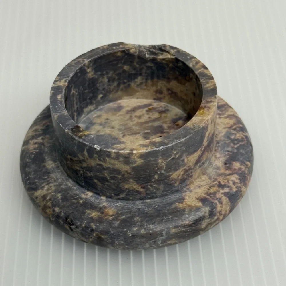 Hand Carved Soap Stone Tea light/Incense holder Orb/Sphere‎ with Base Tribal